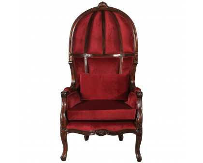 Toscano - Victorian-Style Balloon Chair in Burgundy, Mahogany/Velvet