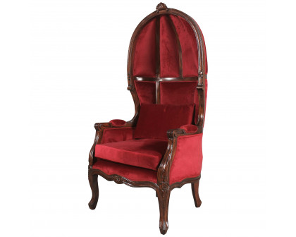 Toscano - Victorian-Style Balloon Chair in Burgundy, Mahogany/Velvet