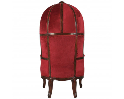 Toscano - Victorian-Style Balloon Chair in Burgundy, Mahogany/Velvet