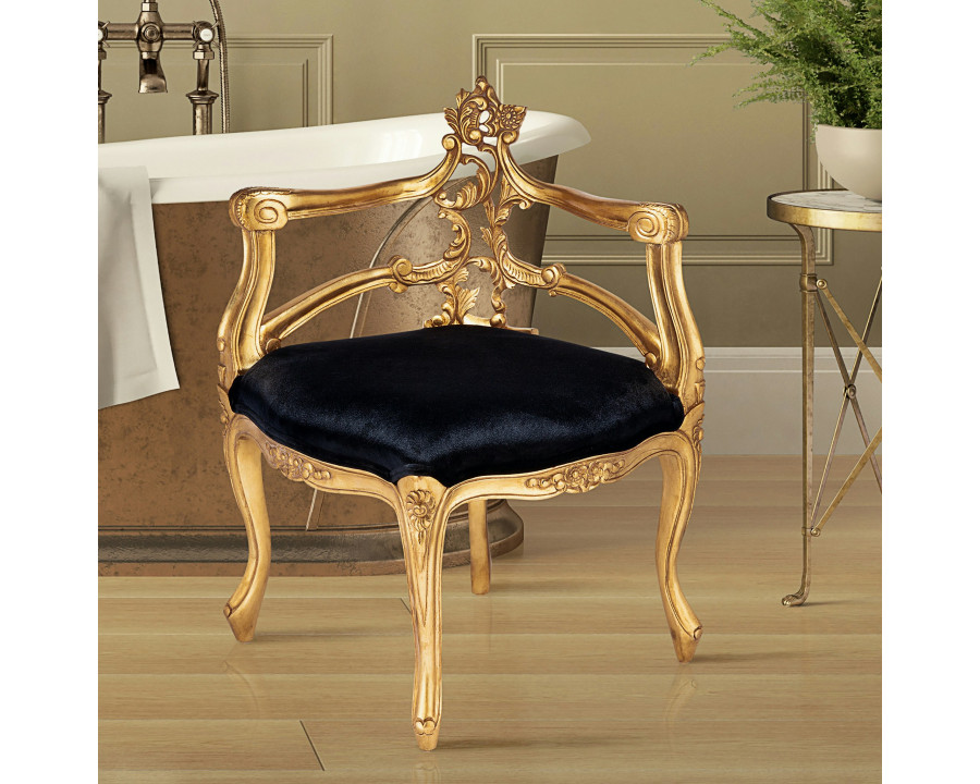 Toscano - French Salon Slipper Chair in Ebony/Gold, Velvet/Mahogany