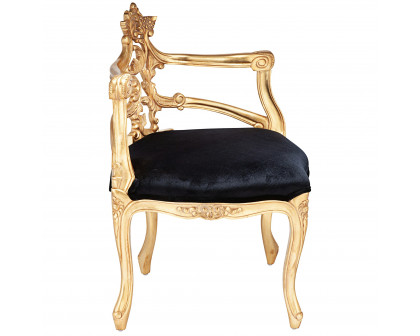 Toscano™ French Salon Slipper Chair - Ebony/Gold, Velvet/Mahogany