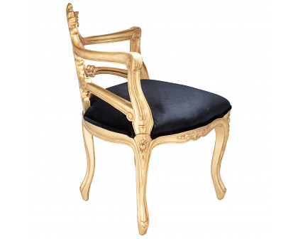 Toscano™ French Salon Slipper Chair - Ebony/Gold, Velvet/Mahogany