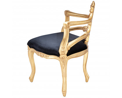 Toscano™ French Salon Slipper Chair - Ebony/Gold, Velvet/Mahogany