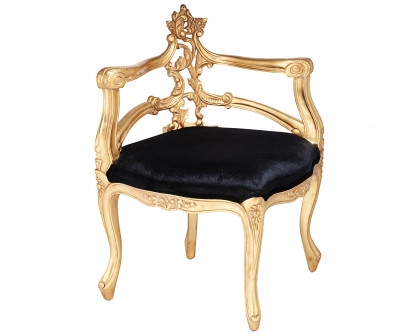 Toscano™ French Salon Slipper Chair - Ebony/Gold, Velvet/Mahogany