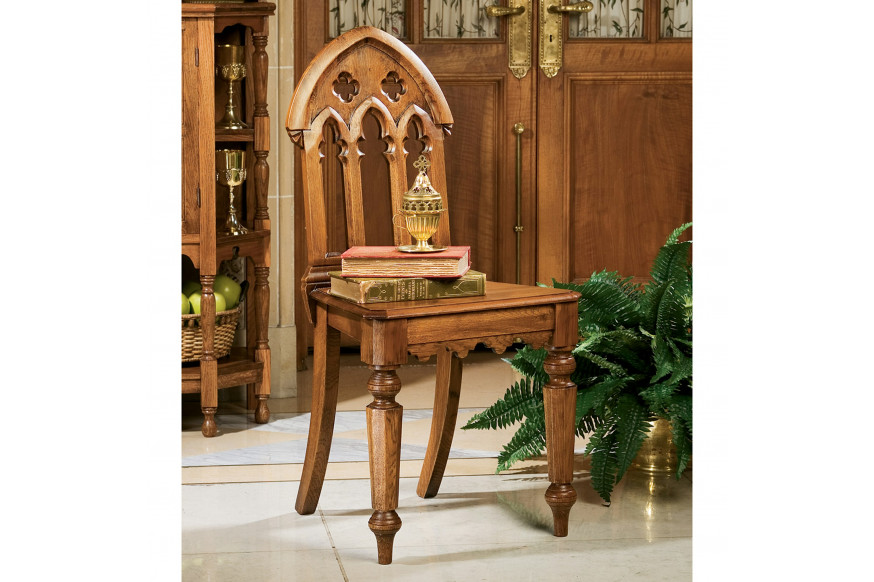 Toscano™ The Abbey Gothic Revival Chair - Walnut, Mahogany