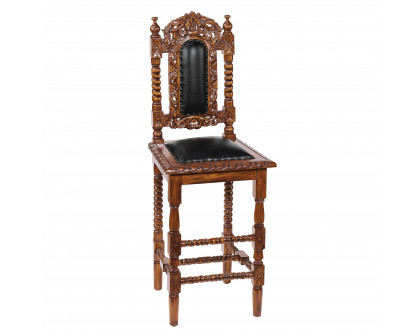 Toscano - Charles II Gothic Bar Stool in Walnut, Mahogany