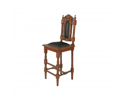 Toscano - Charles II Gothic Bar Stool in Walnut, Mahogany