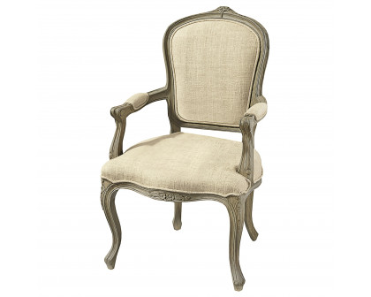 Toscano™ The Carlisle Louis XV Armchair - Cream, Fabric/Mahogany