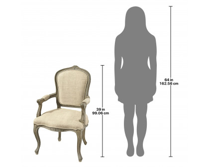 Toscano™ The Carlisle Louis XV Armchair - Cream, Fabric/Mahogany