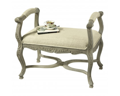 Toscano - The Carlisle Window Bench in Cream, Fabric/Mahogany