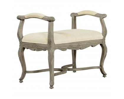 Toscano - The Carlisle Window Bench in Cream, Fabric/Mahogany