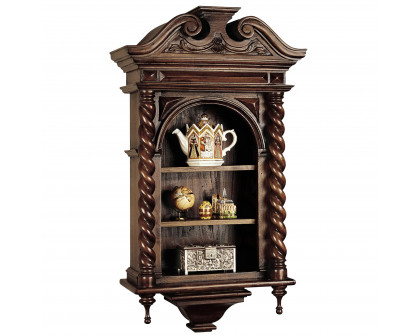 Toscano - Charles II Wall Curio Cabinet in Walnut, Mahogany