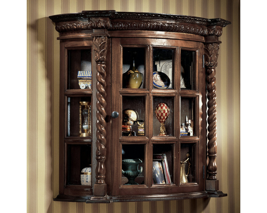 Toscano - Cardington Square Manor Wall Curio Cabinet in Cherry, Mahogany