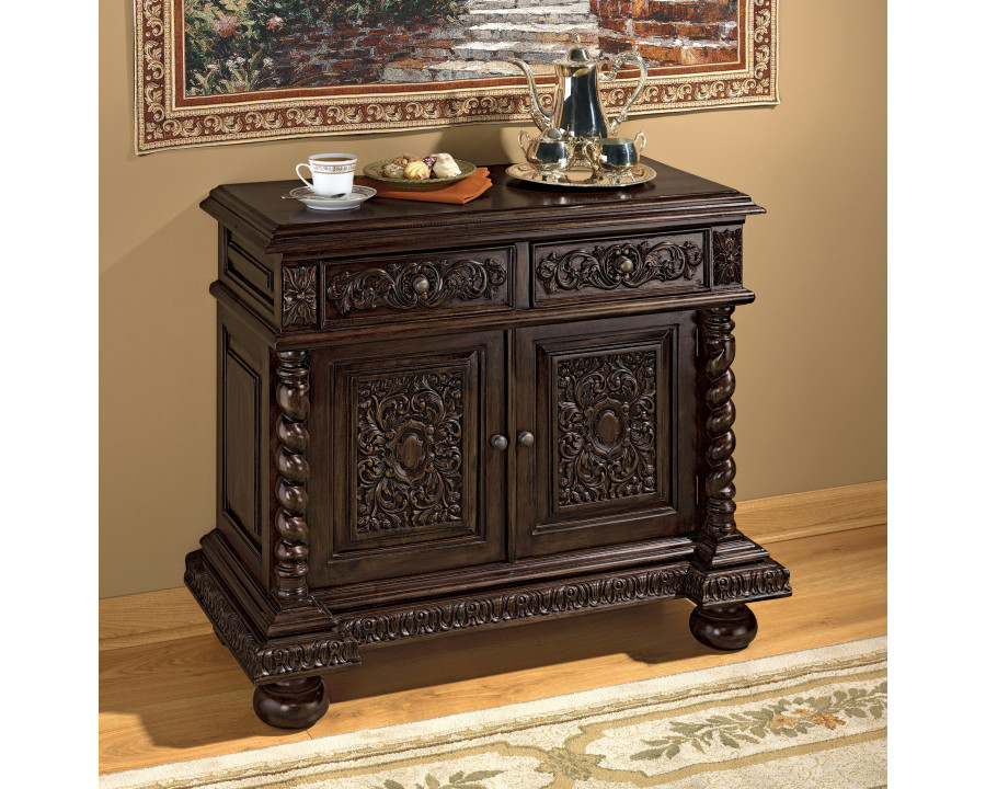 Toscano - Acadia Barley Twist Gothic Buffet Table in Walnut, Mahogany