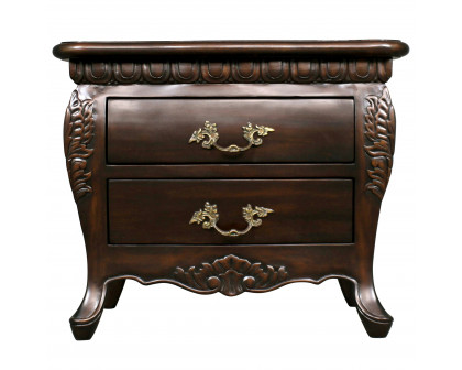 Toscano - Sorbonne French Nightstand Bombe Table in Walnut, Mahogany