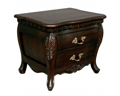 Toscano - Sorbonne French Nightstand Bombe Table in Walnut, Mahogany