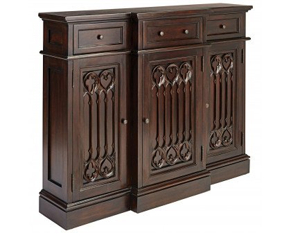 Toscano - Canterbury Abbey Gothic Sideboard Console Table in Cherry, Mahogany