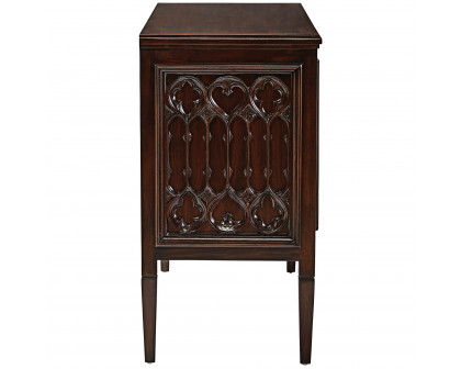 Toscano - Canterbury Abbey Gothic Cabinet Console Table in Walnut, Mahogany