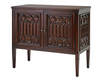 Toscano - Canterbury Abbey Gothic Cabinet Console Table in Walnut, Mahogany