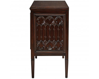 Toscano - Canterbury Abbey Gothic Cabinet Console Table in Walnut, Mahogany