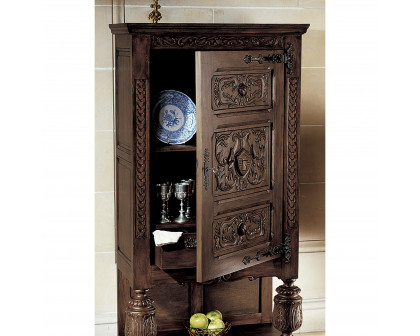 Toscano - Coat of Arms Gothic Revival Armoire in Cherry, Mahogany