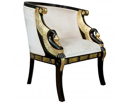 Toscano™ Neoclassical Graceful Swans Tub Chair - Ivory, Velvet