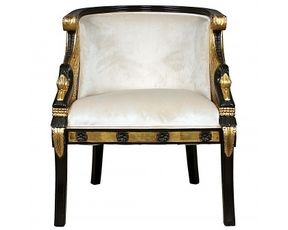 Toscano™ Neoclassical Graceful Swans Tub Chair - Ivory, Velvet