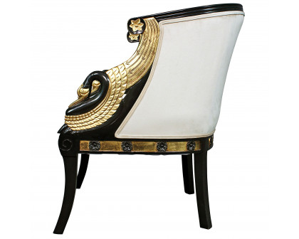 Toscano™ Neoclassical Graceful Swans Tub Chair - Ivory, Velvet