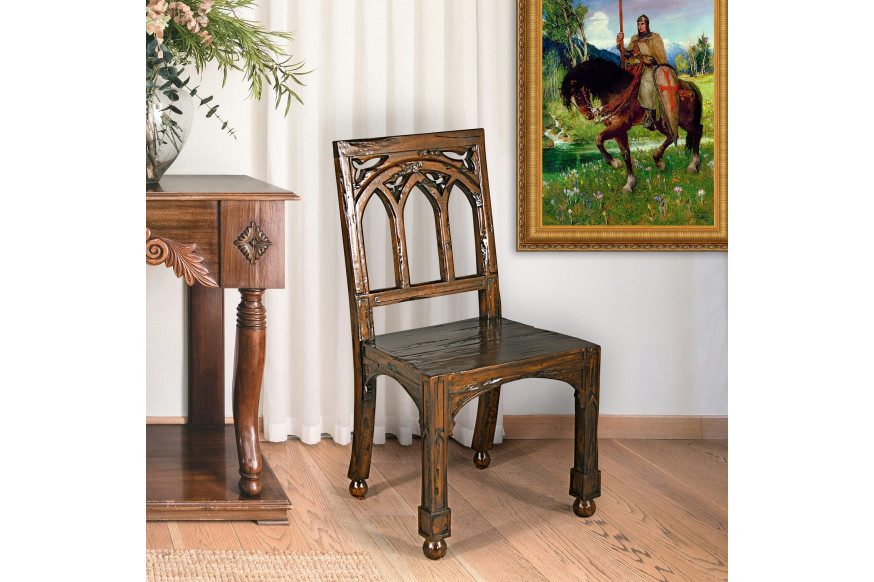 Toscano™ Gothic Revival Rectory Chair - Oak, Hardwood