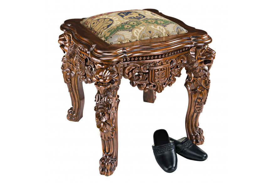 Toscano™ The Lord Raffles Lion Leg Gothic Stool - Walnut, Mahogany