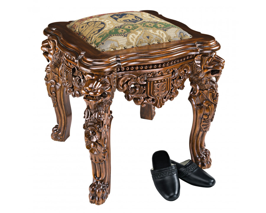 Toscano - The Lord Raffles Lion Leg Gothic Stool in Walnut, Mahogany