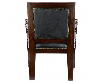 Toscano Beardsley Lion Armchair - Black, Mahogany/Leather