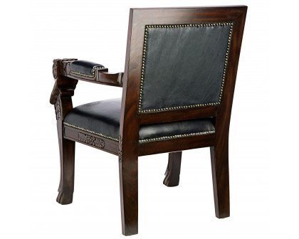 Toscano Beardsley Lion Armchair - Black, Mahogany/Leather