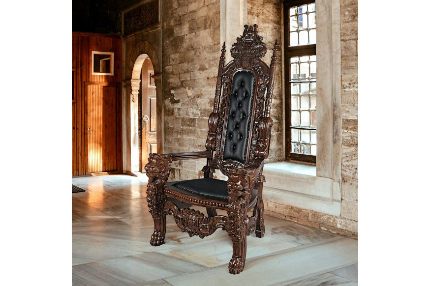 Toscano™ The Lord Raffles Lion Throne Chair - Leather