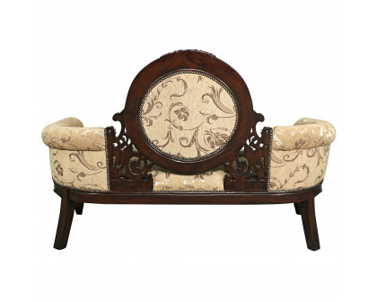 Toscano - Victorian Cameo-Backed Sofa Couch in Beige, Fabric