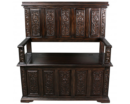 Toscano - York Monastery Mahogany Gothic Bench in Cherry, Mahogany