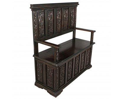 Toscano - York Monastery Mahogany Gothic Bench in Cherry, Mahogany