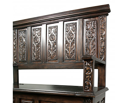 Toscano - York Monastery Mahogany Gothic Bench in Cherry, Mahogany