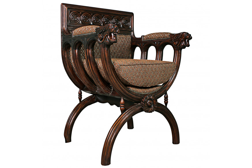 Toscano™ Renaissance San Lorenzo Chair - Brown, Fabric/Mahogany