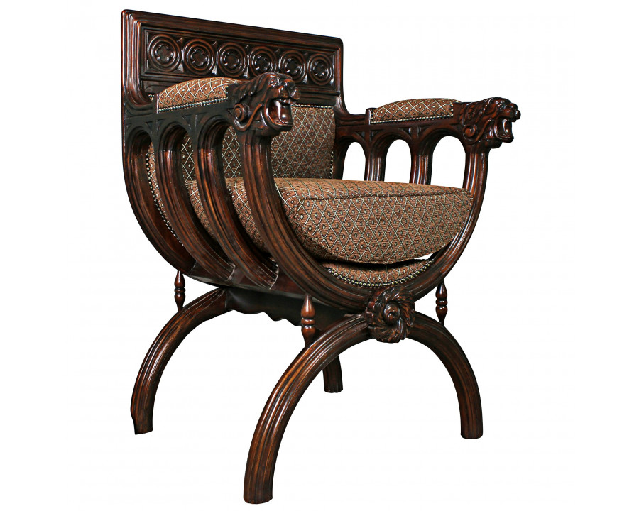 Toscano - Renaissance San Lorenzo Chair in Brown, Fabric/Mahogany