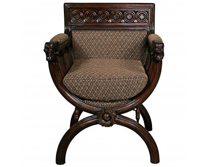 Toscano™ Renaissance San Lorenzo Chair - Brown, Fabric/Mahogany