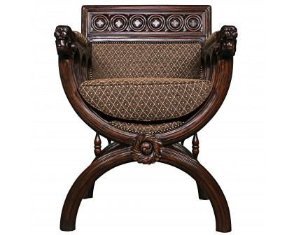 Toscano™ Renaissance San Lorenzo Chair - Brown, Fabric/Mahogany