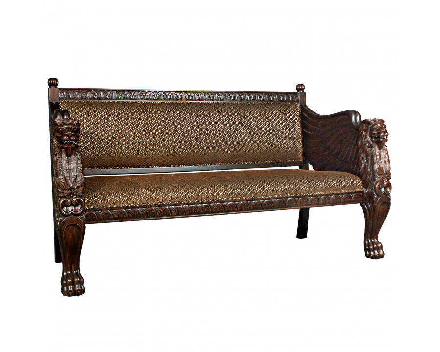 Toscano - Lord Raffles Winged Lion Settee Bench in Cherry, Mahogany