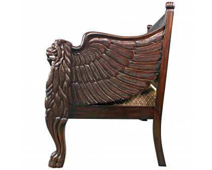 Toscano - Lord Raffles Winged Lion Settee Bench in Cherry, Mahogany