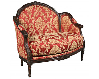 Toscano - Madame Antoinette Loveseat Sofa Couch in Red, Fabric