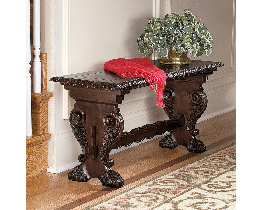 Toscano - Glastonbury Abbey Gothic Bench in Cherry, Mahogany