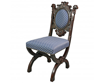 Toscano - Sir Raleigh Hand-Carved Medieval Dining Chair in Cherry, Mahogany