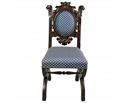 Toscano - Sir Raleigh Hand-Carved Medieval Dining Chair in Cherry, Mahogany