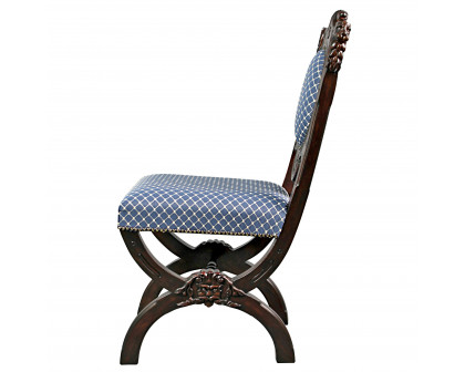 Toscano - Sir Raleigh Hand-Carved Medieval Dining Chair in Cherry, Mahogany