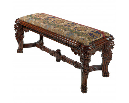 Toscano - Lord Raffles Grande Hall Lion Leg Bench in Cherry, Mahogany